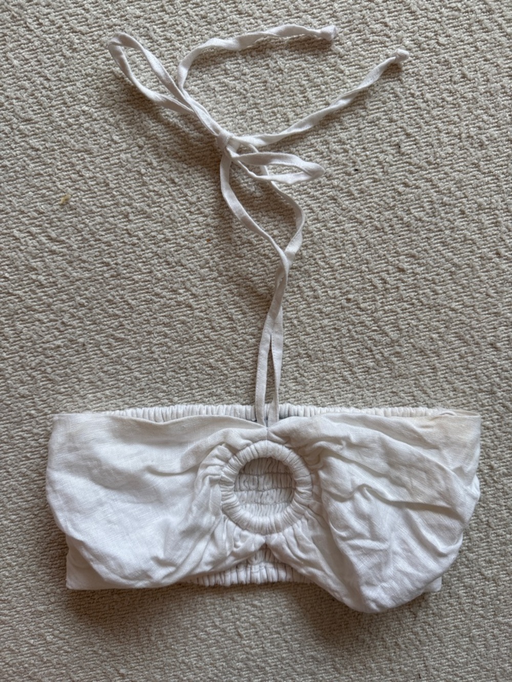 Faithfull the Brand White Smocked Halter Bandeau Top
